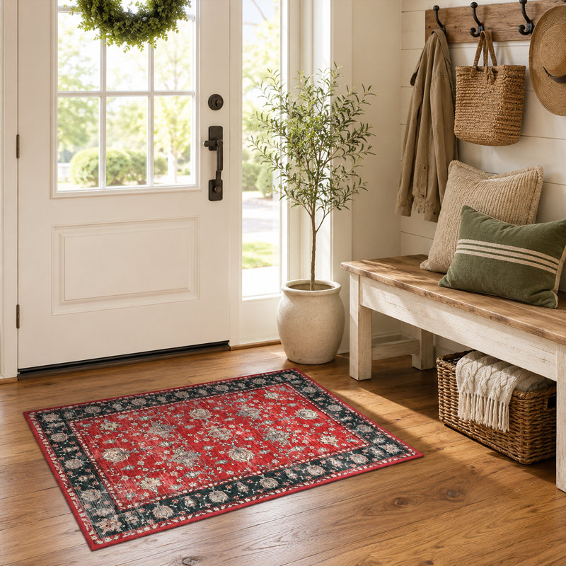 Fillender Washable Soft Vintage Rug Fashion Floral Rug For Living Room Dorm Decor, Rectangle 2' x 3'