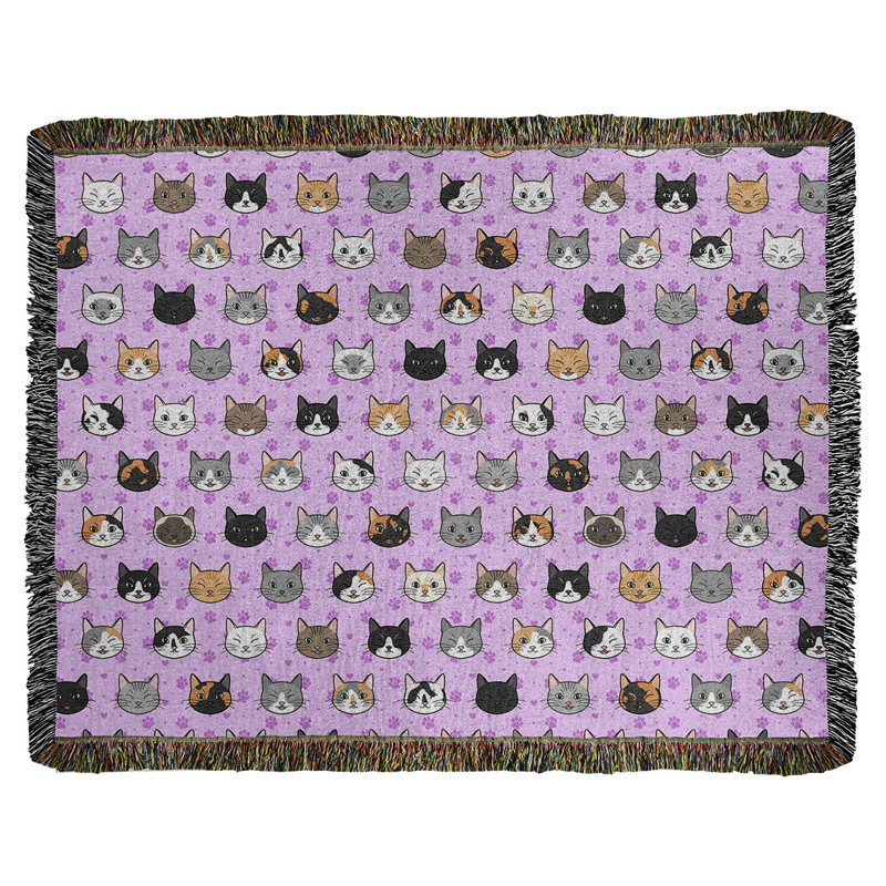 Couverture en coton tissé pour chat Katelyn Elizabeth Kitty, l 60 po x L 80 po, Violet