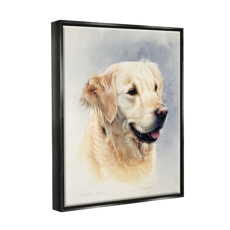 «Red Barrel Studio® Golden Retriever Portrait souriant», art mural sur toile flottante par Matthew Hillier