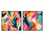 Colourful Painterly Ikat Symphony - Abstract Square Collage Set Of 2-101843153-101843150