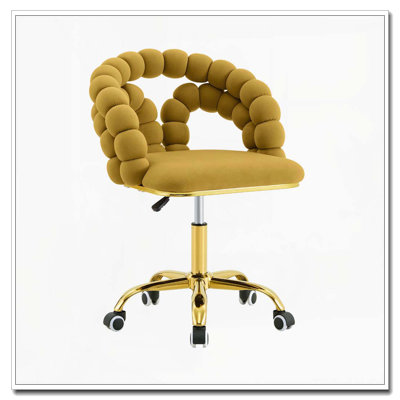 Chaise de bureau pivotante moderne en velours avec dossier à bulles, chaise de bureau roulante pour bureau