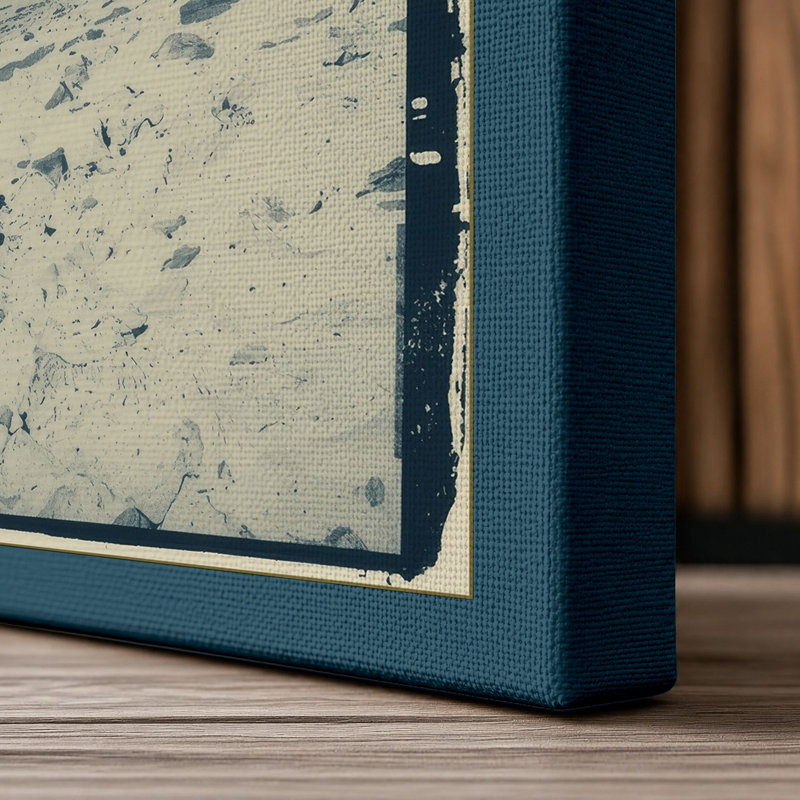 Footprints in Sand Coastal - Wrapped Canvas, 18x12 - 45.7 x 30.5 cm, Teal Border
