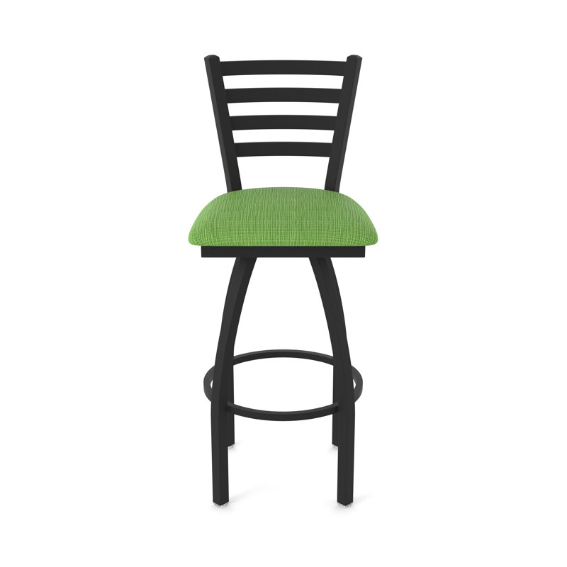 Tabouret pivotant Jackie, Noir froissé, Tabouret de bar (siège d'une hauteur de 30 po), Tissu - perroquet graphique