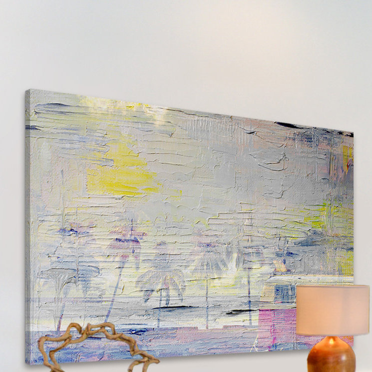 «Palms At Sunset» par Parvez Taj, reproduction d'art sur toile tendue, H 12 po x l 18 po x P 1,5 po
