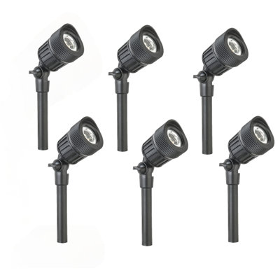 Paradise Low-Voltage 7W Warm White LED Junior Outdoor Spot Light, Black (Pack of 6)