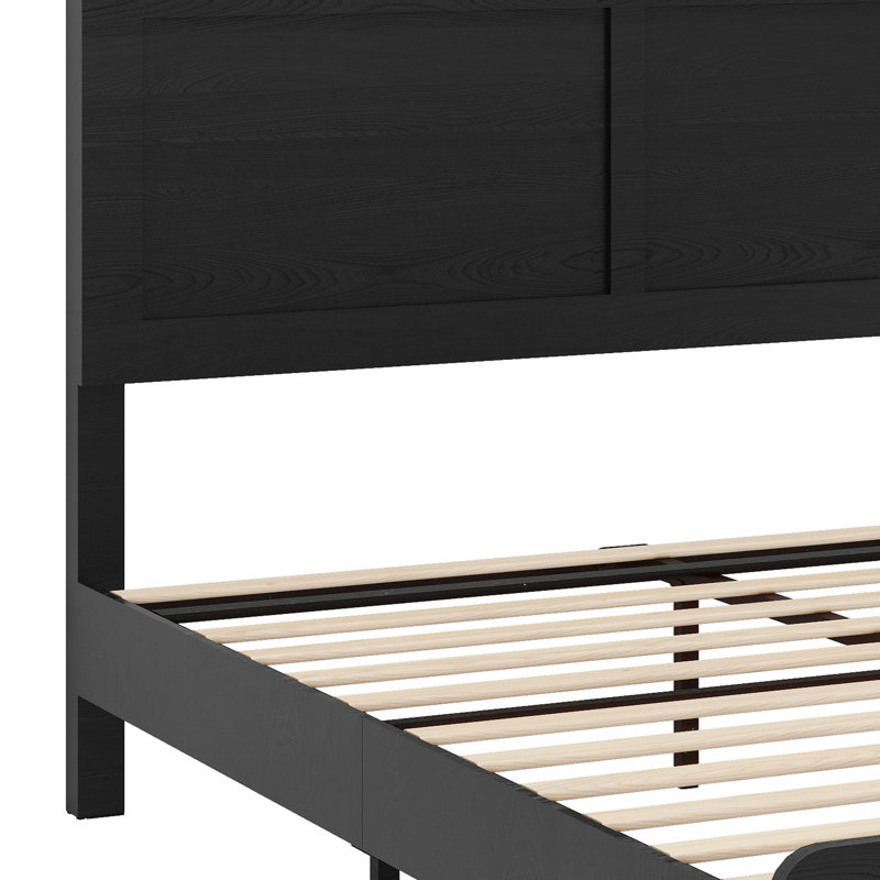 Lit plateforme en bois silencieux et robuste avec rangement spacieux sous le lit, Grand