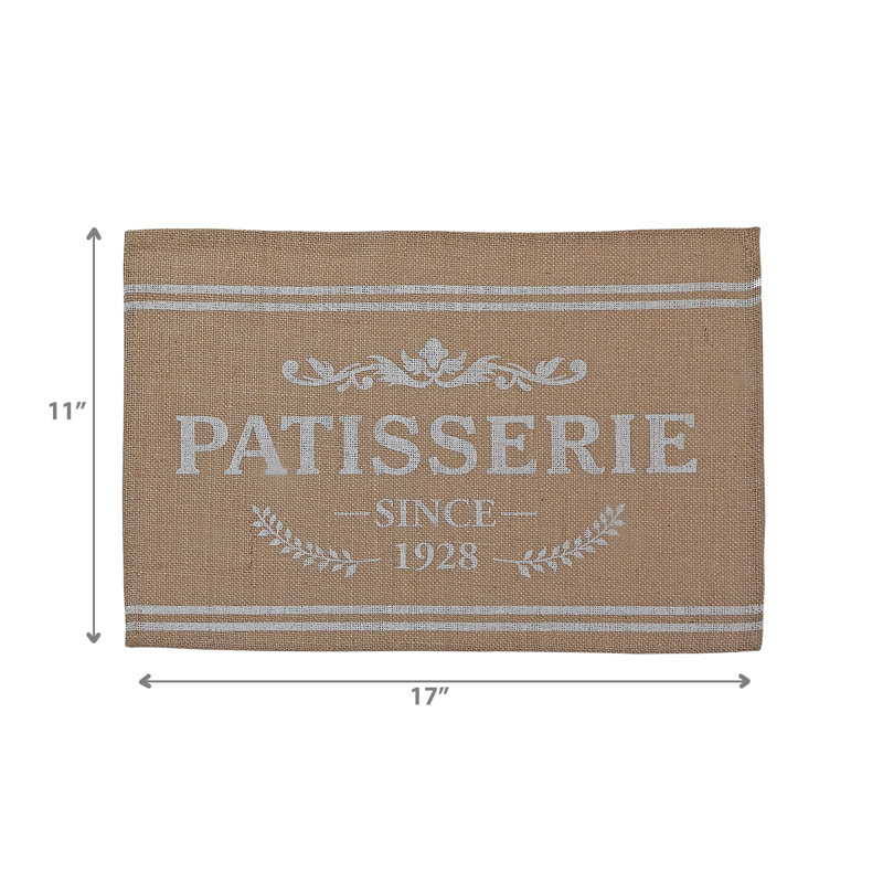 Napperon en jute Patisserie - ensemble de 12, Brun / Blanc