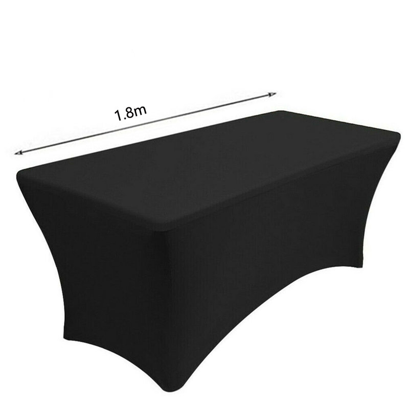 Slim Stretch Tablecloth Rectangular Spandex Table Cover, Black