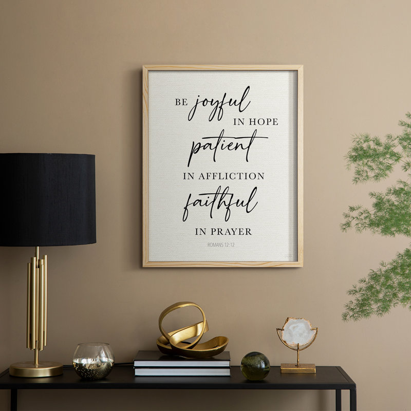 «Be Joyful in Hope», reproduction encadrée - bois massif, Naturel, H 21 po x l 17 po
