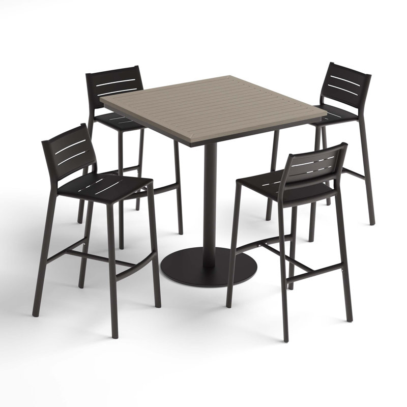 Eiland And Travira 4 - Person 38" Long Powder Coated Outdoor Bar Height Dining Set
