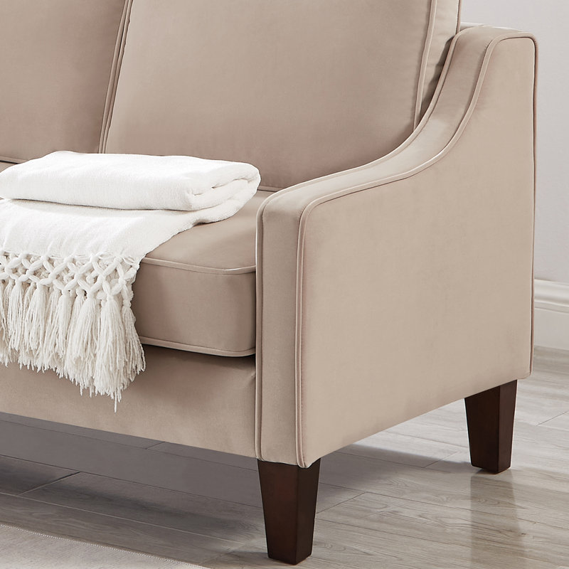 Canapé rembourré en velours 3 places avec coussins amovibles pour la chambre à coucher Livingrooom, Taupe