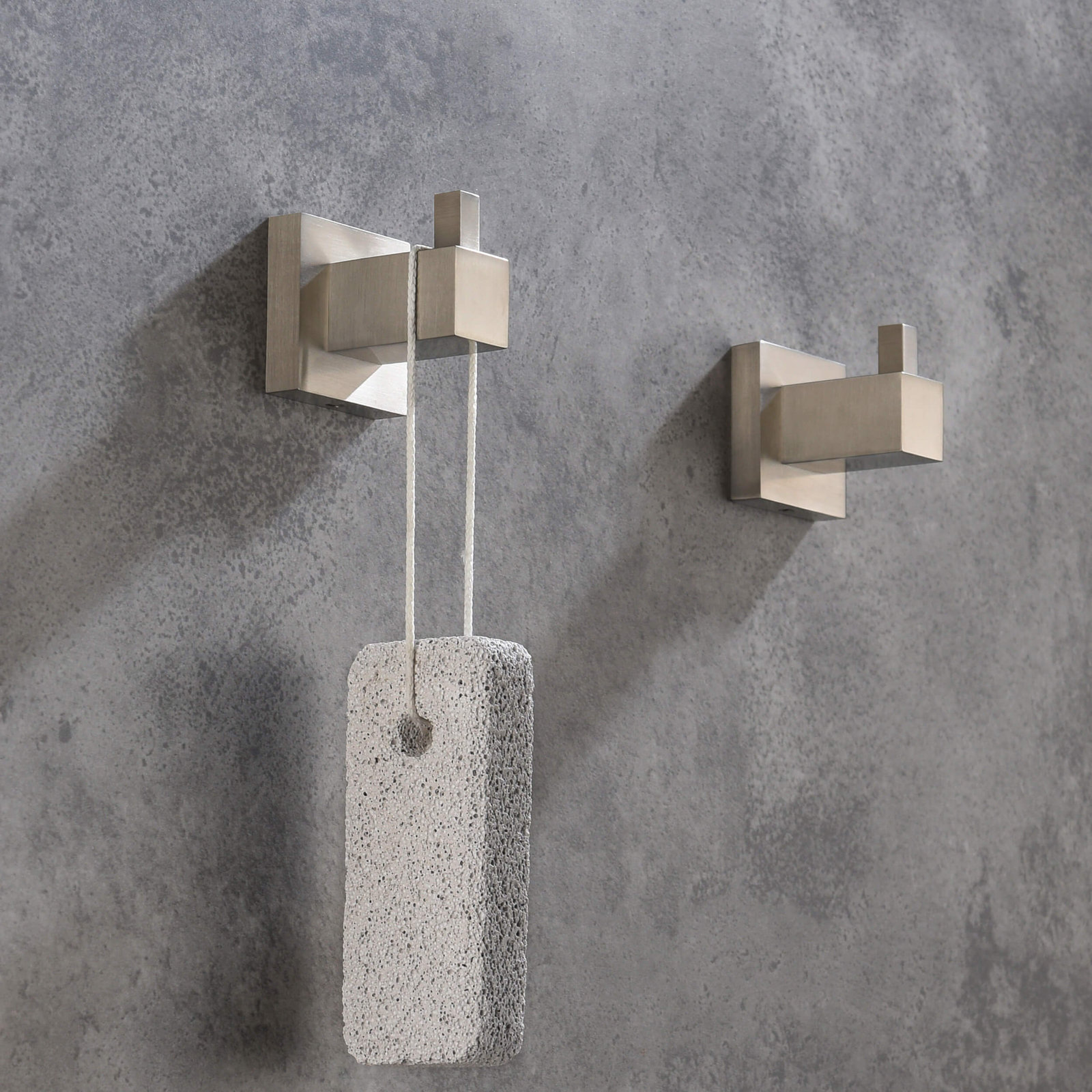 Cube Single Wall-Mounted Robe Hook, Brushed Nickel