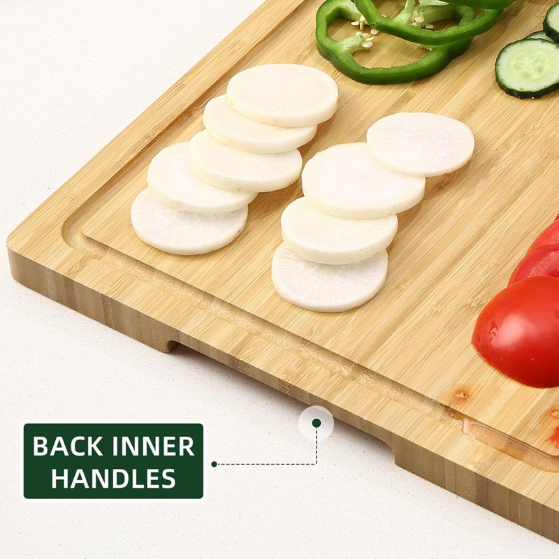 Grandes planches à découper pour la cuisine, avec rainure à jus et poignées, 20 po x 15 po