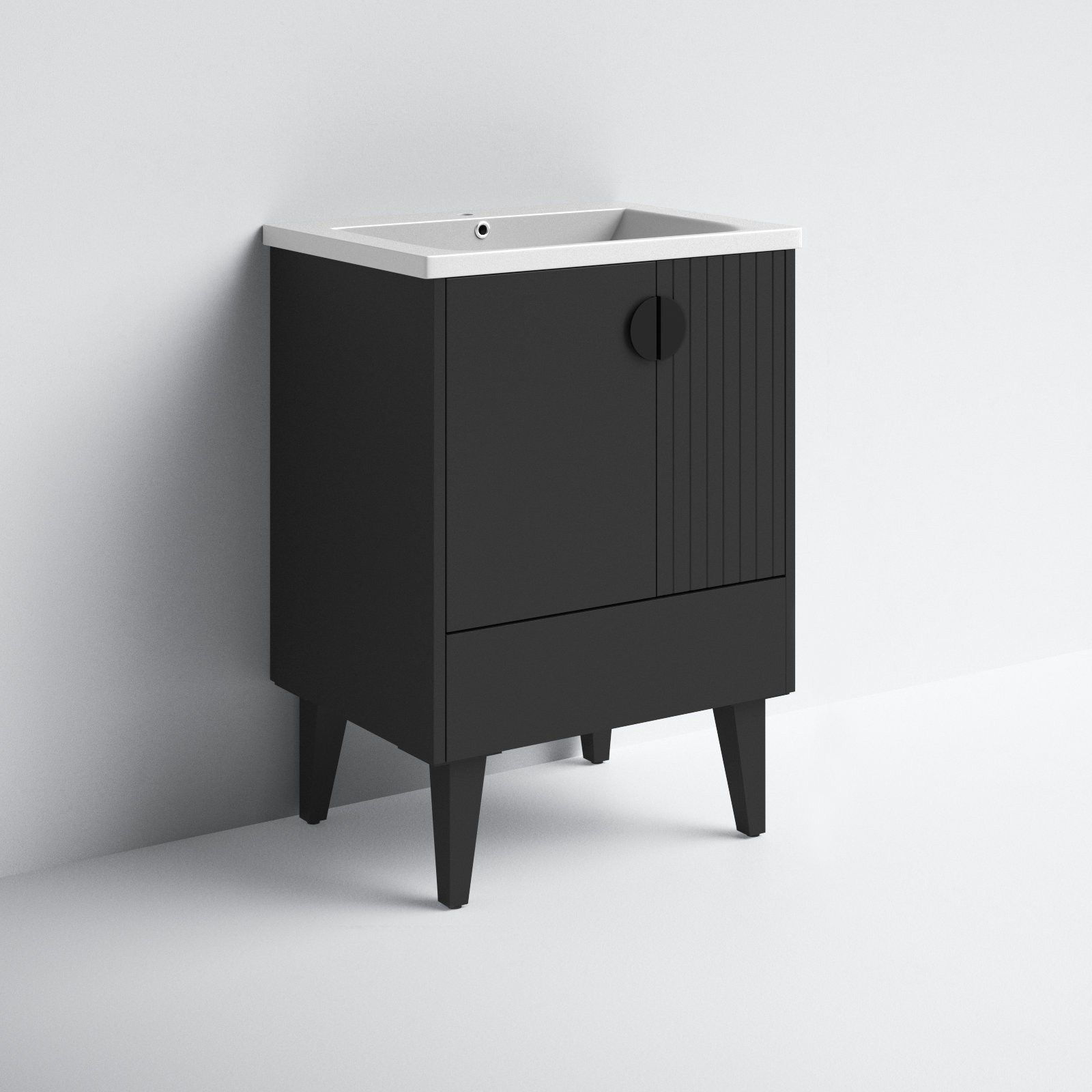 Saimah 24'' Single Bathroom Vanity, Black, Black