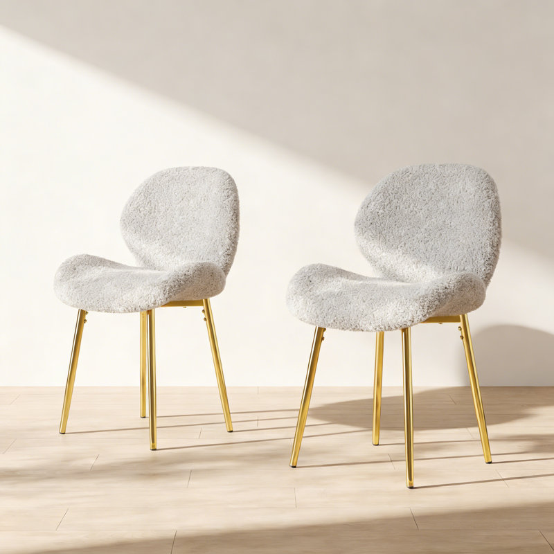 Upholstered Dining Chairs Set of 2, White
