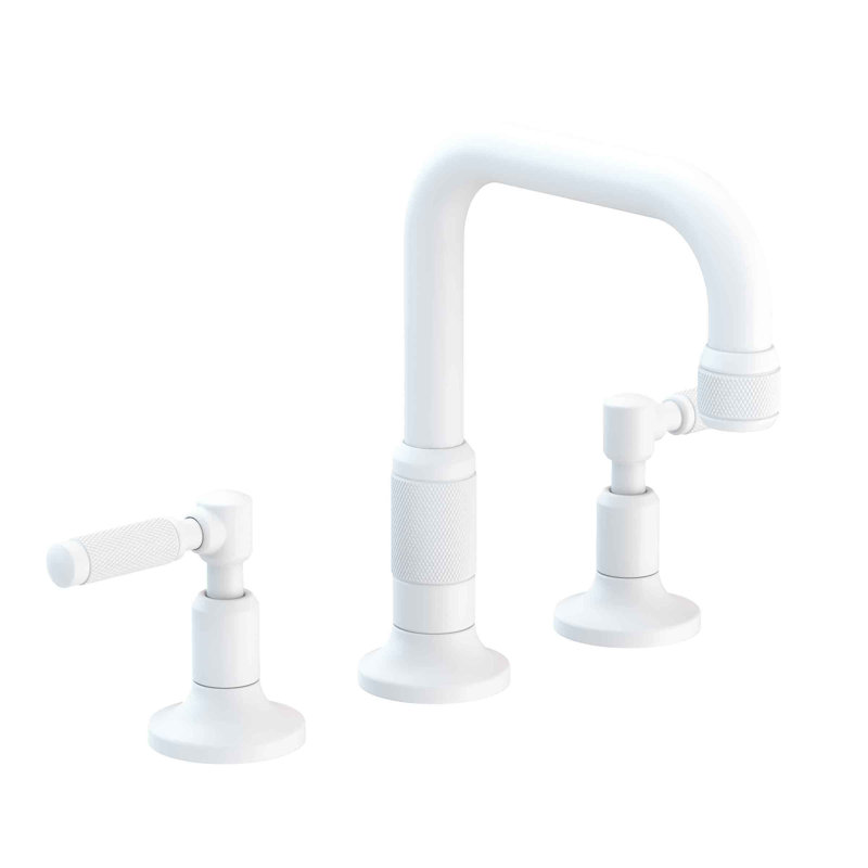 Clemens Widespread Bathroom Faucet with Drain Assembly, Matte White