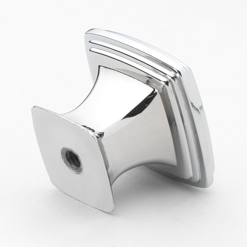 Poignée carrée 1 1/4 po, Chrome poli