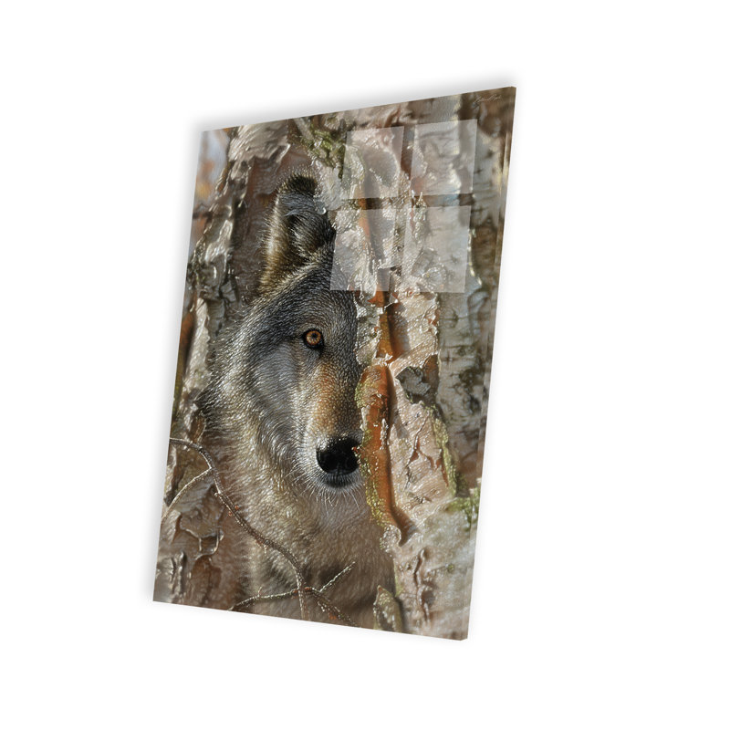 «Close Encounter Wolf» vertical sur plastique / acrylique par Collin Bogle, peinture