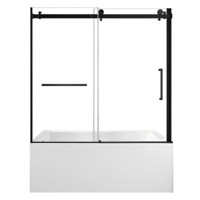 Kingston Brass 60-Inch Acrylic Rectangular 3-Wall Alcove Tub With Tub Door, Drain