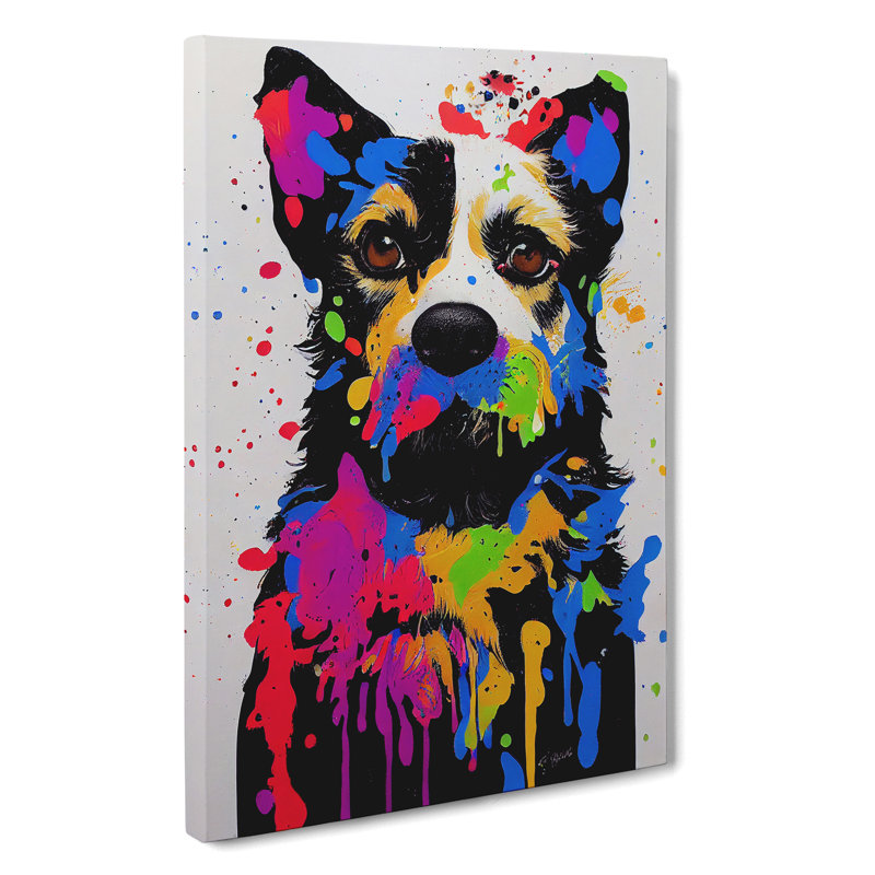 XC1022-1844X Dog Paint Splat No.2 - Wrapped Canvas Print, 76cm H x 50cm W x 3cm D