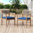 Braided Acacia Wood Outdoor Dining Chairs Set Of 2 – Teak Look With Beige Rope & Navy Cushions, All-Weather Patio Furniture For Garden, Poolside, And Backyard (Durable & Stylish)-1385294522