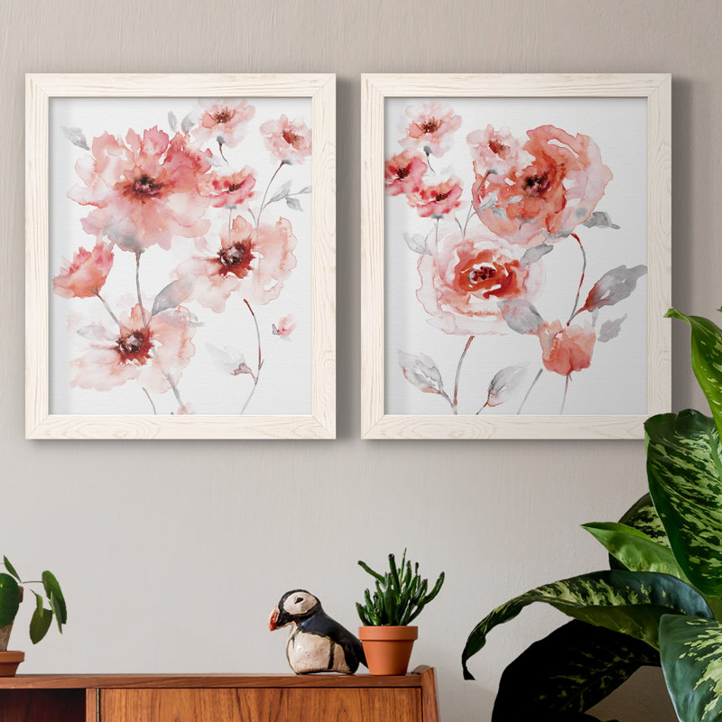 Translucent Blush I - ensemble de 2 reproductions d'art, Toile blanche encadrée, Pas de tapis, H 20 po x l 17 po x P 1 po