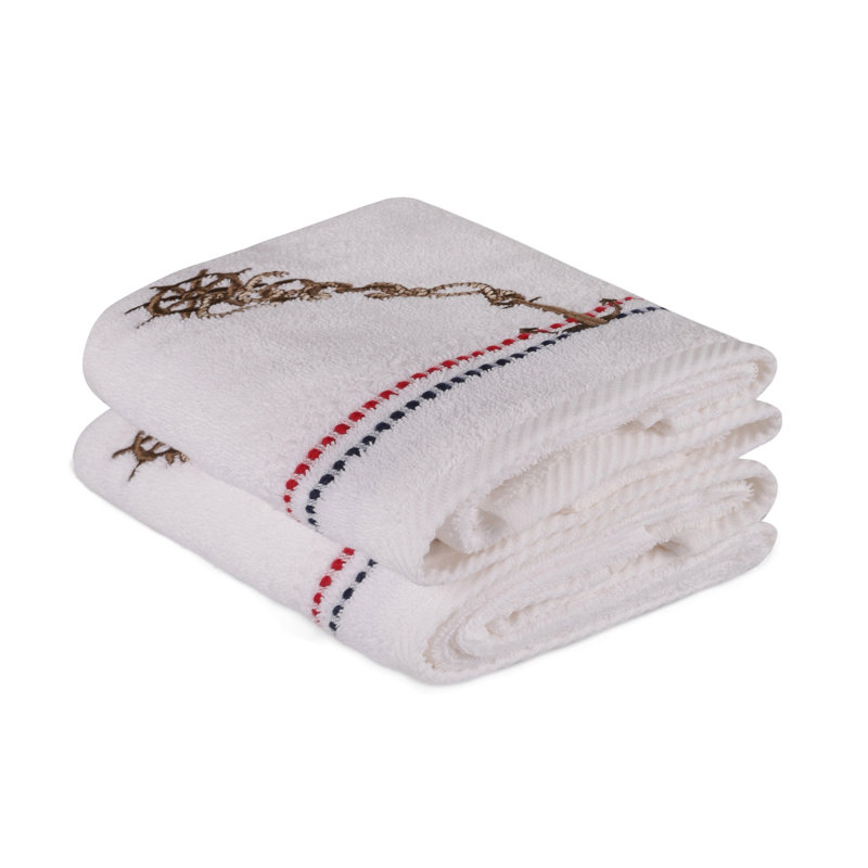 Ensemble de 2 serviettes 100% coton Metcalf, Blanc