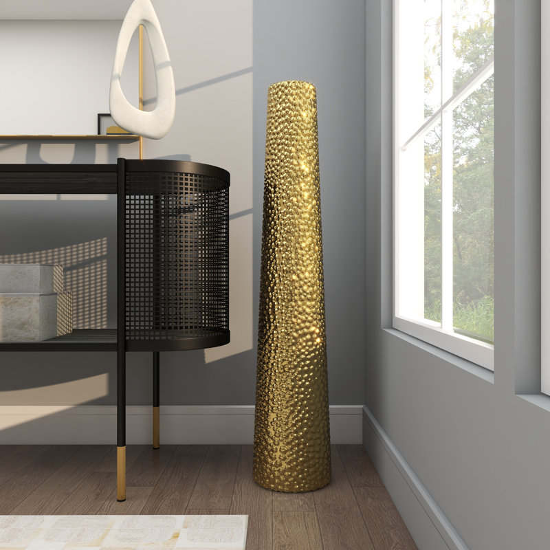 Grand vase décoratif en céramique Akerra, H 39 po x l 8 po x P 8 po, Doré