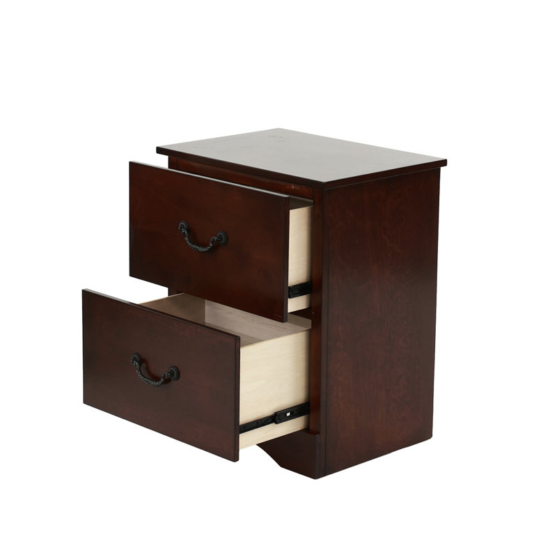 Table de chevet 2 tiroirs en merisier - Bois de pin pour une ambiance de chambre à coucher exquise