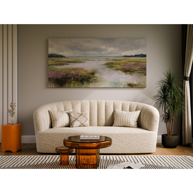 Art mural marais, paysage sur toile, zones humides côtières, panoramique, H 30 po x l 60 po x P 1,5 po