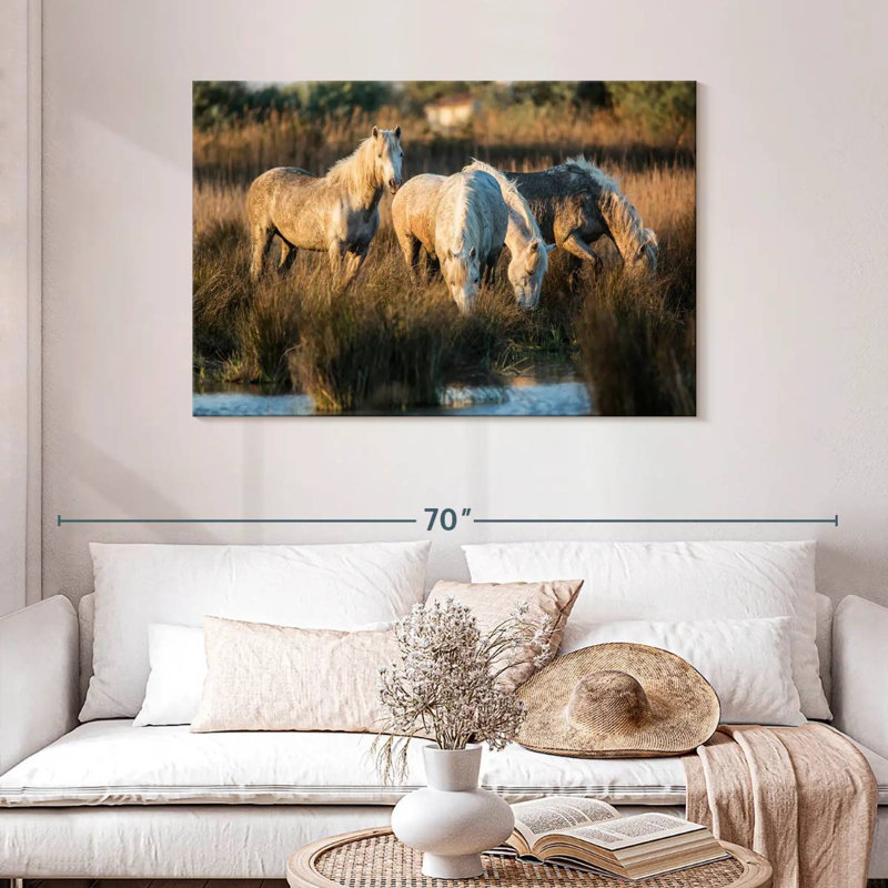 Ronce les chevaux blancs de Camargue VII, H 30 po x l 45 po