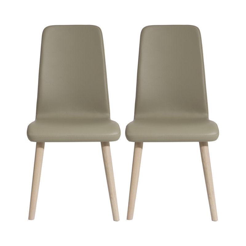 Dermott 47cm H Upholstered Side Chair, Sage Green, Light Oak
