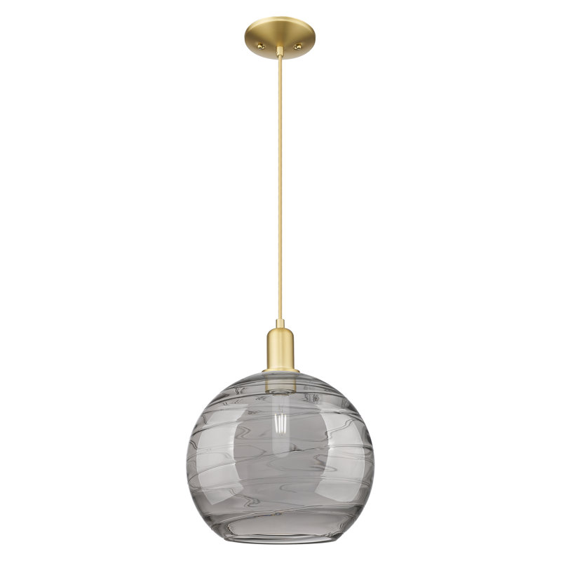 Arcadia - Athens Deco Swirl - Mini-luminaire suspendu à cordon 1 lumière, Or satiné, H 10,38 po x l 12 po x P 12 po