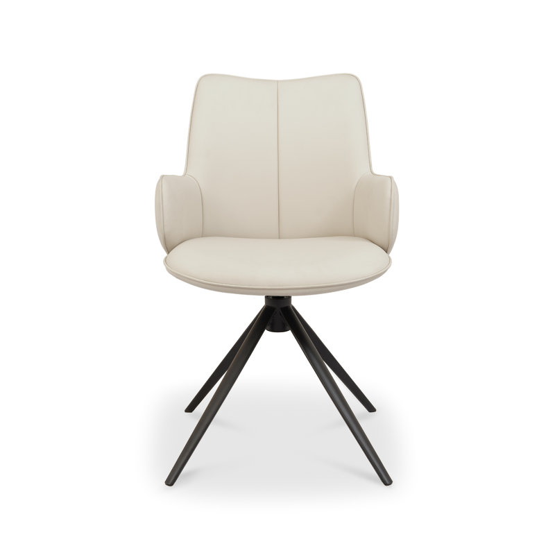 Adina Faux Leather 360° Return Swivel Dining Chair, Ivory