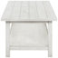 Table basse et de bout blanc vieilli, bois d'ingénierie en pin massif, tables rectangulaires, tablettes de rangement, espaces de vie rustiques 2 pièces