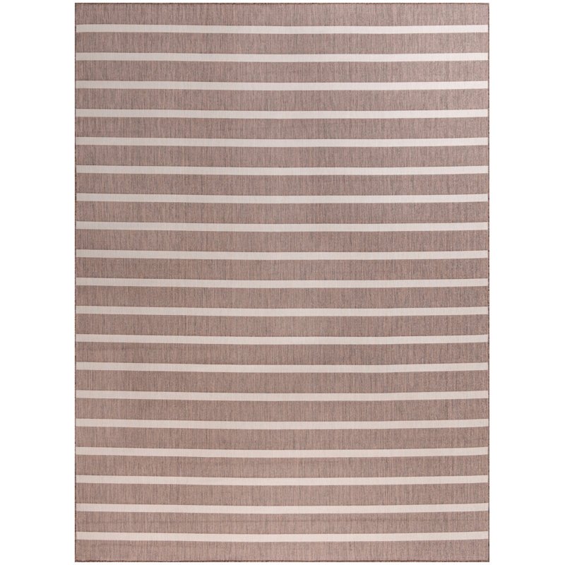 Shaila Striped Indoor / Outdoor Rug, Rectangle 6' x 9', Natural/Ivory