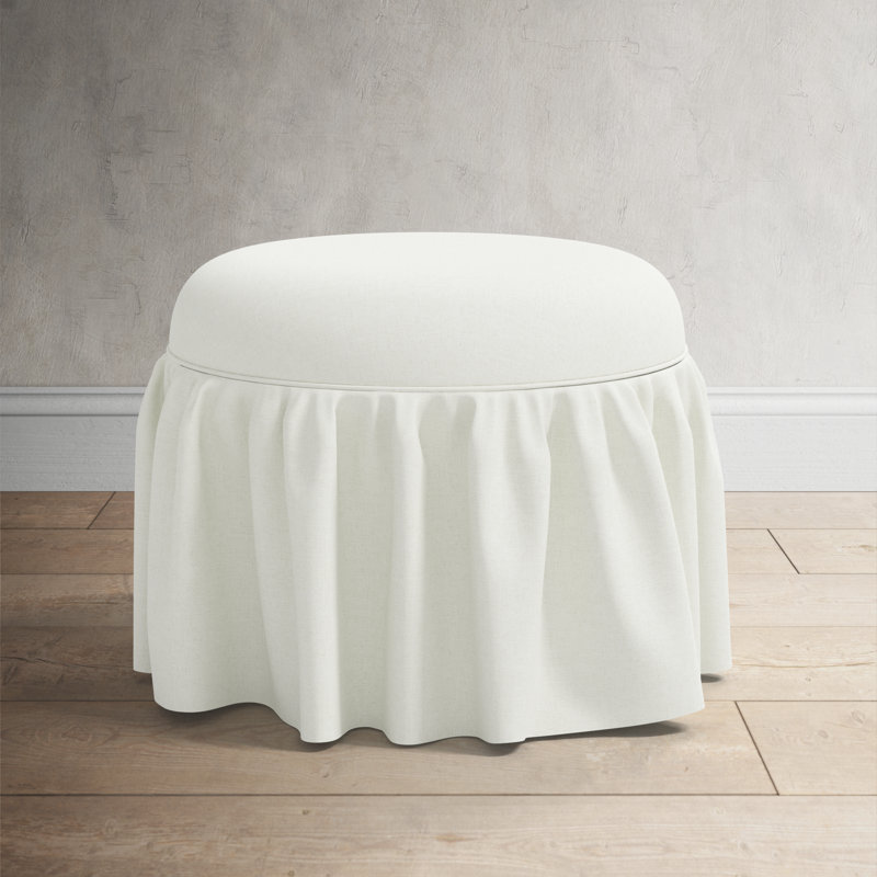 Jebb Upholstered Ottoman, Zuma White Textured Linen