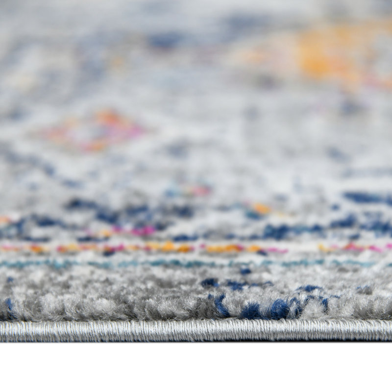 Blue Rectangular Stain-Resistant Synthetic Area Rug 7'10" x 10'10"