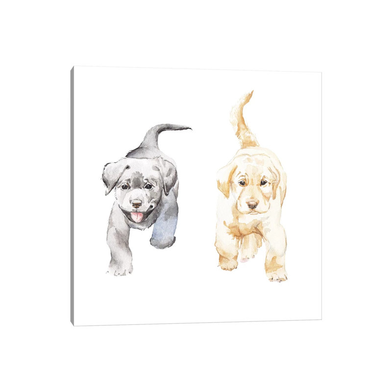 Yellow and Black Lab Puppies 1 Piece Wrapped Canvas Painting, 66.04 cm H x 66.04 cm W x 1.91 cm D