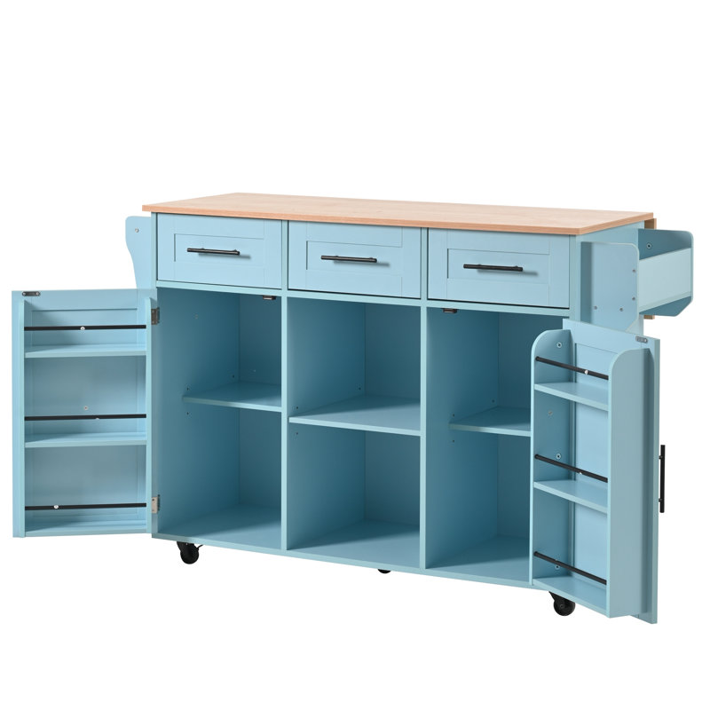120 cm W Kitchen Island with Top, Blue