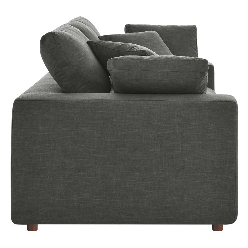 Commix Gray Down Filled Overstuffed Loveseat with Solid Wood Frame