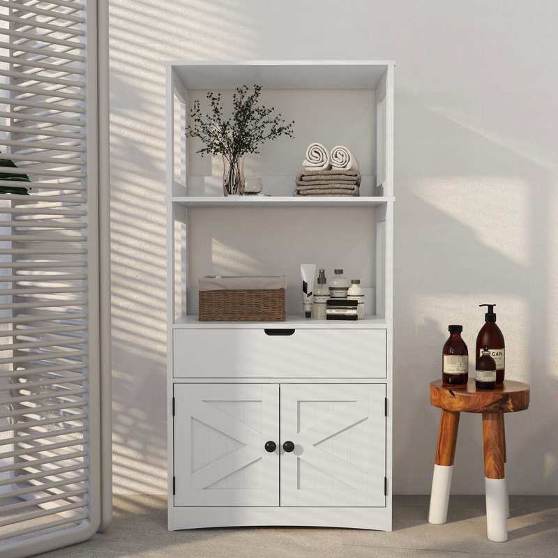 Armoire de salle de bain blanche en bois d'ingénierie avec rangement élégant