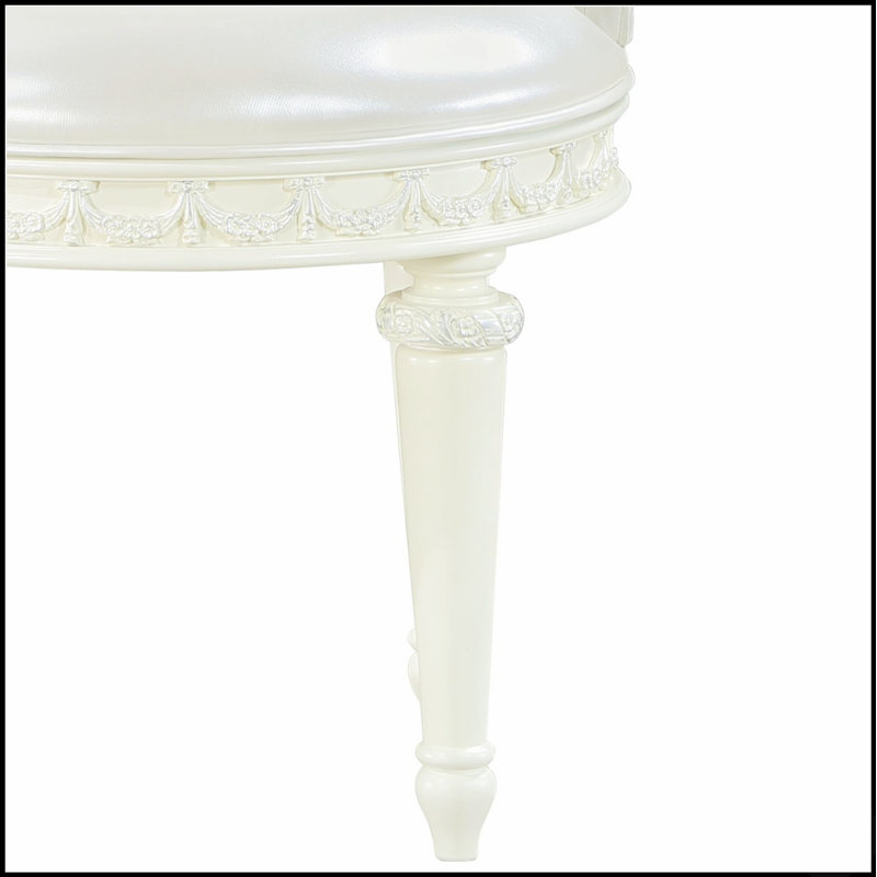Meuble-lavabo pivotant ivoire avec dossier capitonné, confort moelleux et design élégant pour les amateurs de maquillage et de mode