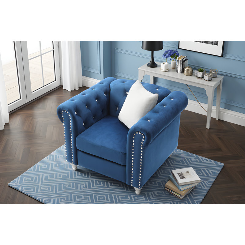 Fauteuil d'appoint en velours bleu marine Julianne, Marine