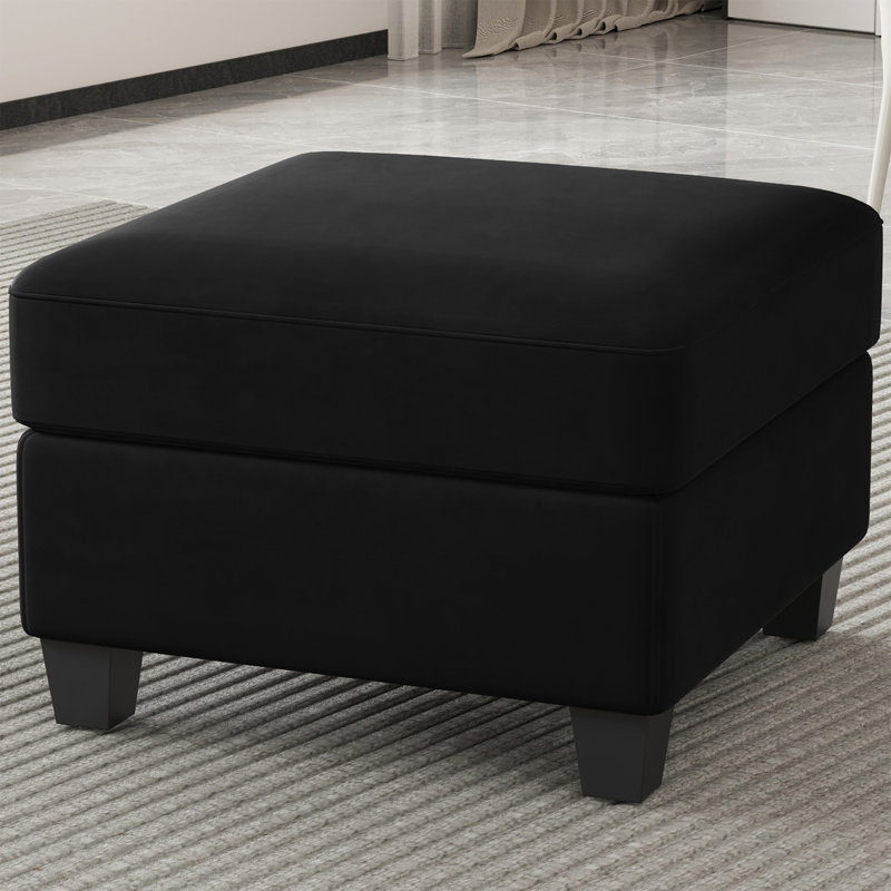 Repose-pieds en velours avec siège modulaire Allinson, Noir