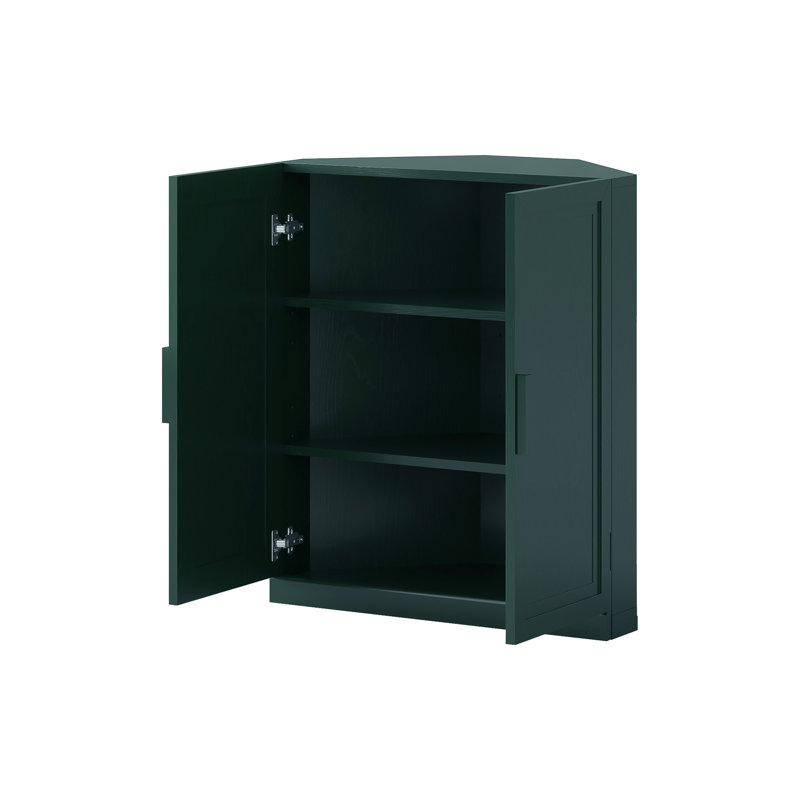 Lula Space-saving Corner Accent Cabinet With Adjustable Shelf, 36" H x 31" W x 16" D, Dark Green