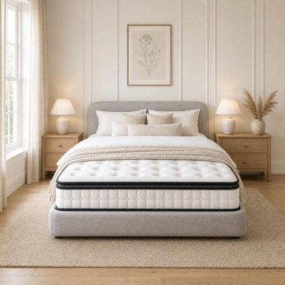 Pocket Spring Mattress with Enhanced 4-Side Foam Edge Support 7-Zone Support & Sleep Cooler, Medium Firm