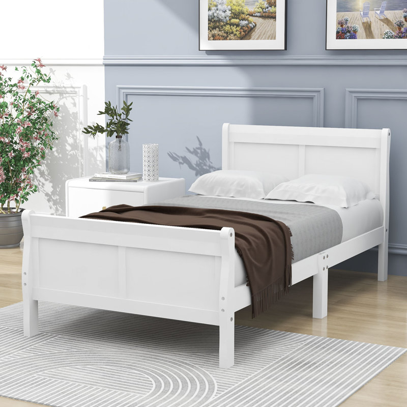 Lit plateforme simple en bois Cava par Harriet Bee, Blanc