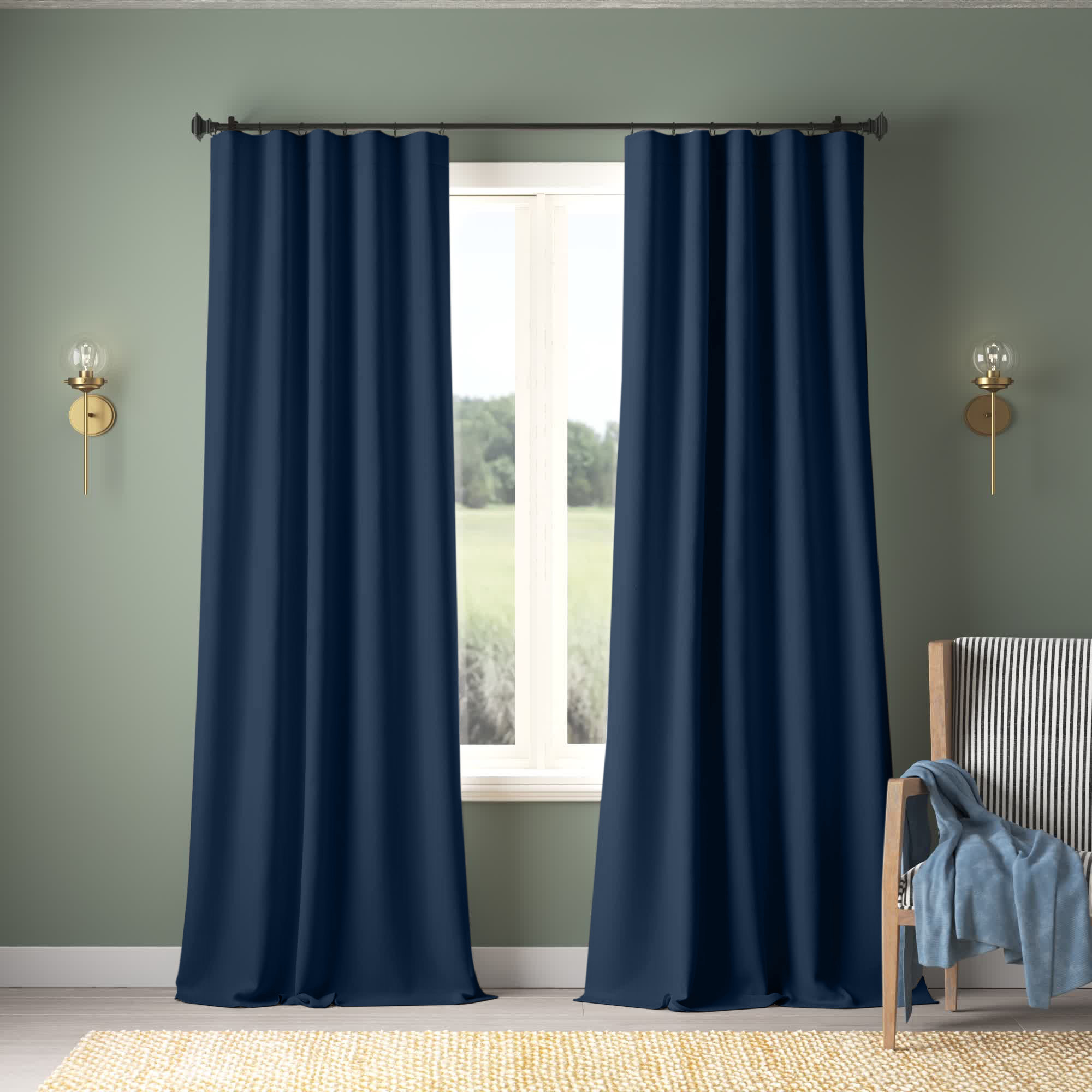 Swift Blackout Cotton Curtain, Prime White, 50" W x 84" L