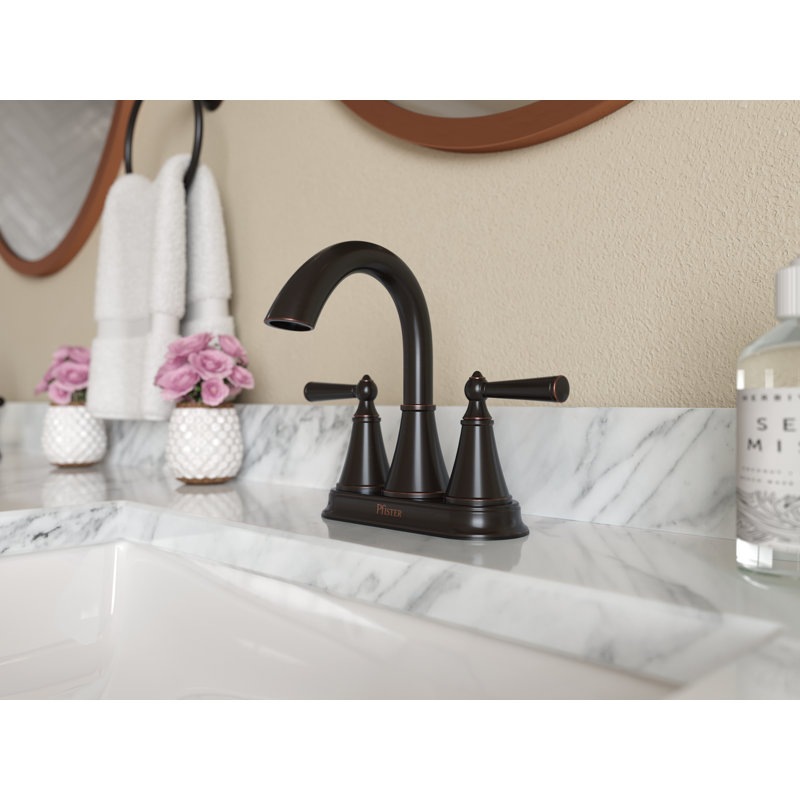 Robinet pour salle de bain à poignée double Saxton, Bronze toscan